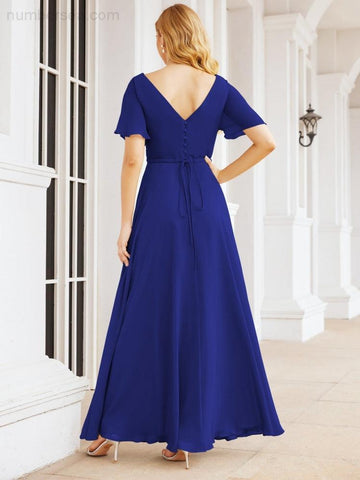 Numbersea Formal Prom Gowns for Mother of The Bride Short Sleeves Bridesmaid Dress 28049