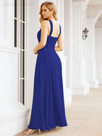 Numbersea Abiti da damigella incrociati con collo all'americana per festa, matrimonio, sera, ballo di fine anno, abiti lunghi da ballo 28053