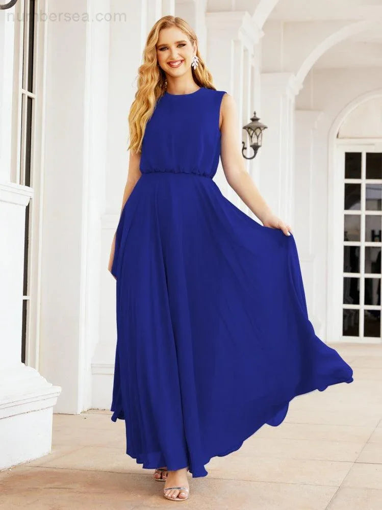 Numbersea Sleeveless Long Bridesmaid Dress A line Formal Evening Prom Gown 28025