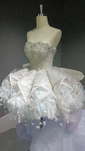 Starry veil feather crystal embellished flower bud dress by ZAPDRESS