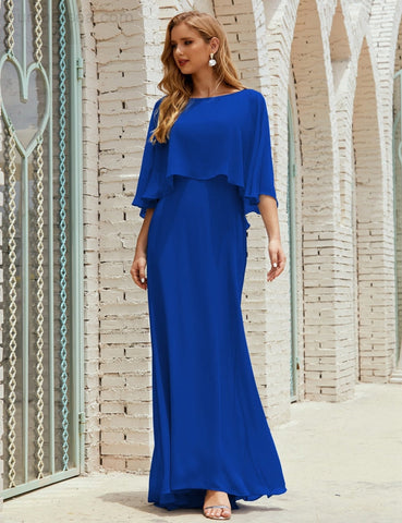 Sunnderly  Bridesmaid Dress Women Long Sleeve V-Neck Chiffon Formal Wedding Party Dress SY28018