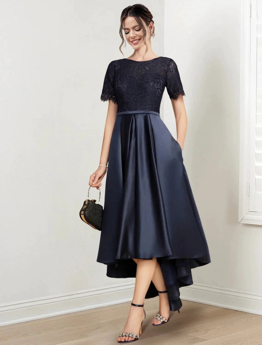 A-Line/Princess Jewel Neck Asymmetrical Mother of the Bride Dresses by Dreamylily