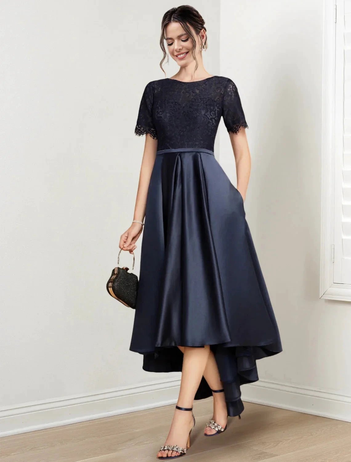 A-Line/Princess Jewel Neck Asymmetrical Mother of the Bride Dresses by Dreamylily