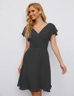 Numbersea U Back Homecoming Dress Formal Prom Dress Knee Length Short Sleeves Cocktail Party Dress 28077 by numbersea