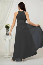 Numbersea Formal Party Gown Dress Chiffon Halter Long Sleeveless Bridesmaid Dresses 2802 by numbersea