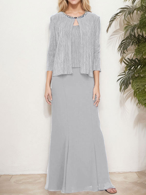 Metallic Mock Two-Piece Gown with Jacket