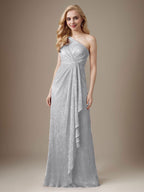 Ruby Sheath One Shoulder Metallic Mesh Dress Mother of the Bride Dress