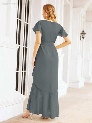 Numbersea Ruffled Bridesmaid Dresses Mermaid Formal Violin Evening Party Prom Gowns 28042