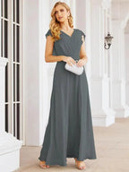 Sunnderly Bridesmaid Dresses Cape Formal Prom Dress Open Back Gowns for Mother of The Bride SY28058 by numbersea
