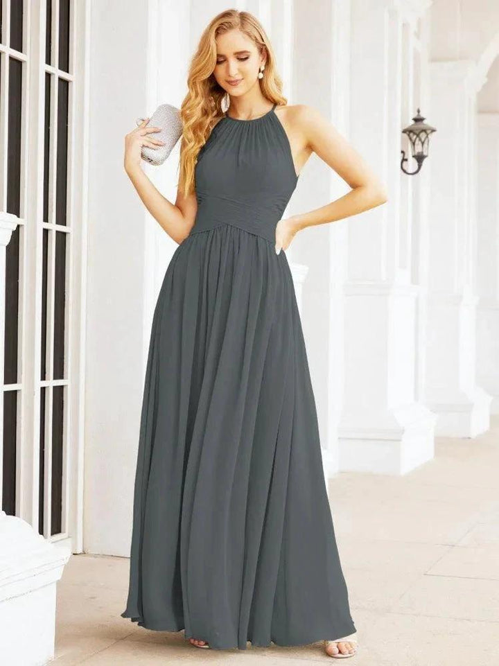 Numbersea Sleeveless Bridesmaid Dresses Long Prom Gown Zipper with Keyhole Back 28056 by numbersea