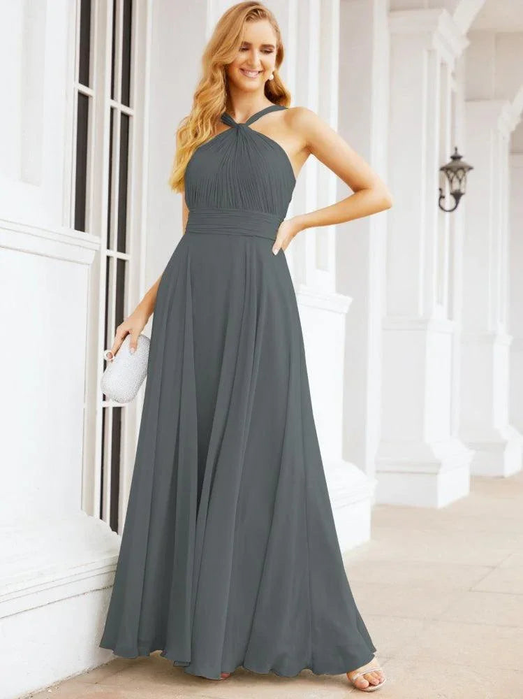 Numbersea Abiti da damigella incrociati con collo all'americana per festa, matrimonio, sera, ballo di fine anno, abiti lunghi da ballo 28053