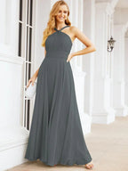 Numbersea Abiti da damigella incrociati con collo all'americana per festa, matrimonio, sera, ballo di fine anno, abiti lunghi da ballo 28053