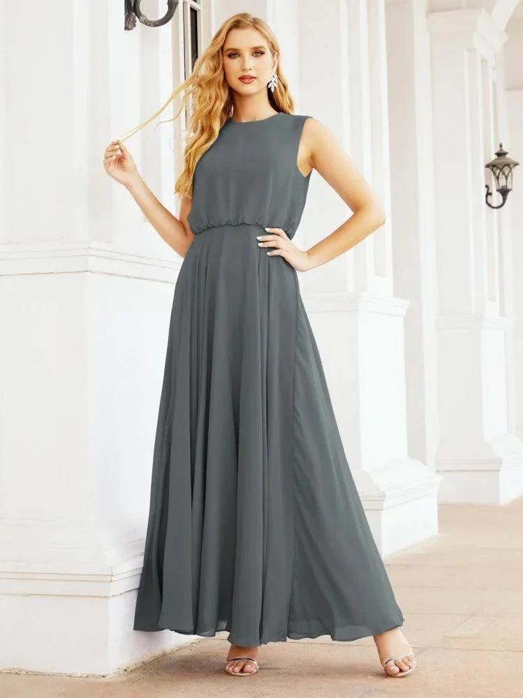 Numbersea Sleeveless Long Bridesmaid Dress A line Formal Evening Prom Gown 28025
