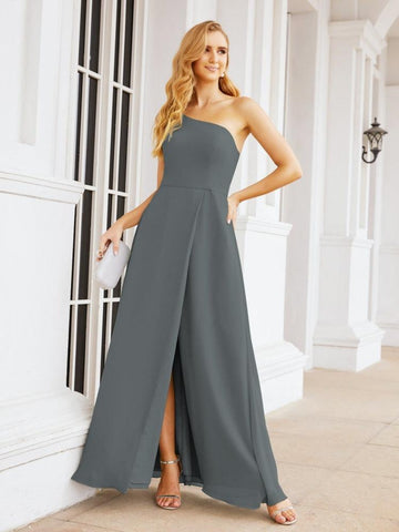 Numbersea Women's One Shoulder Formal Prom Gowns for Mother of The Bride Side Slit Bridesmaid Dresses 28052