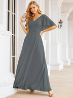 Numbersea Bridesmaid Dresses for Wedding Formal Evening Party Prom Gown with Cape 28050