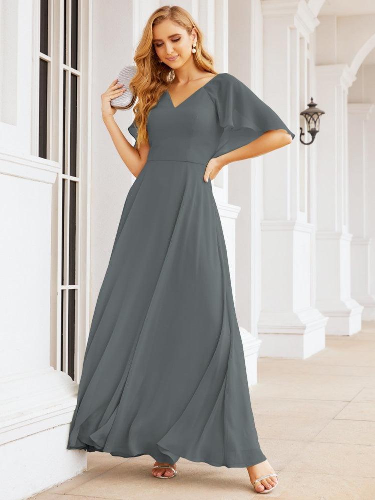 Numbersea Bridesmaid Dresses for Wedding Formal Evening Party Prom Gown with Cape 28050