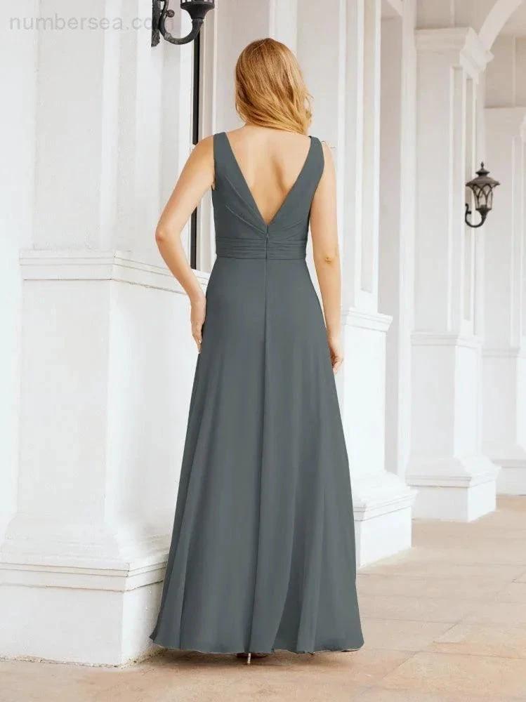 Numbersea Bridesmaid Dresses for Wedding Ruffles Long Formal Prom Gowns 28039 by numbersea