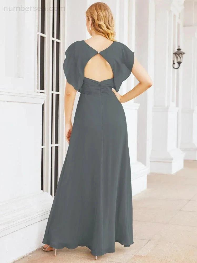 Sunnderly Bridesmaid Dresses Cape Formal Prom Dress Open Back Gowns for Mother of The Bride SY28058 by numbersea