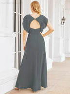 Sunnderly Bridesmaid Dresses Cape Formal Prom Dress Open Back Gowns for Mother of The Bride SY28058 by numbersea