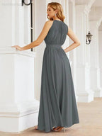 Numbersea Halter Bridesmaid Dress Empire Waist Formal Evening Prom Gown for Mother of The Bride 28030 by numbersea