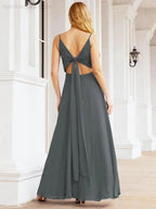 Numbersea Spaghetti Strap Bridesmaid Dresses V Neck Butterfly Back Fromal Evening Party Prom Gown 28036 by numbersea
