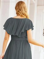 Bridesmaid Dresses with Flutter Sleeves Formal Evening Party Prom Gowns 28044 by numbersea