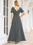Numbersea Formal Prom Gowns for Mother of The Bride Short Sleeves Bridesmaid Dress 28049 by numbersea