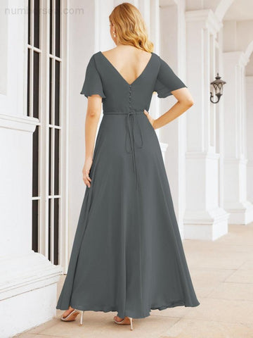 Numbersea Formal Prom Gowns for Mother of The Bride Short Sleeves Bridesmaid Dress 28049