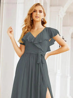 Bridesmaid Dresses with Flutter Sleeves Formal Evening Party Prom Gowns 28044 by numbersea
