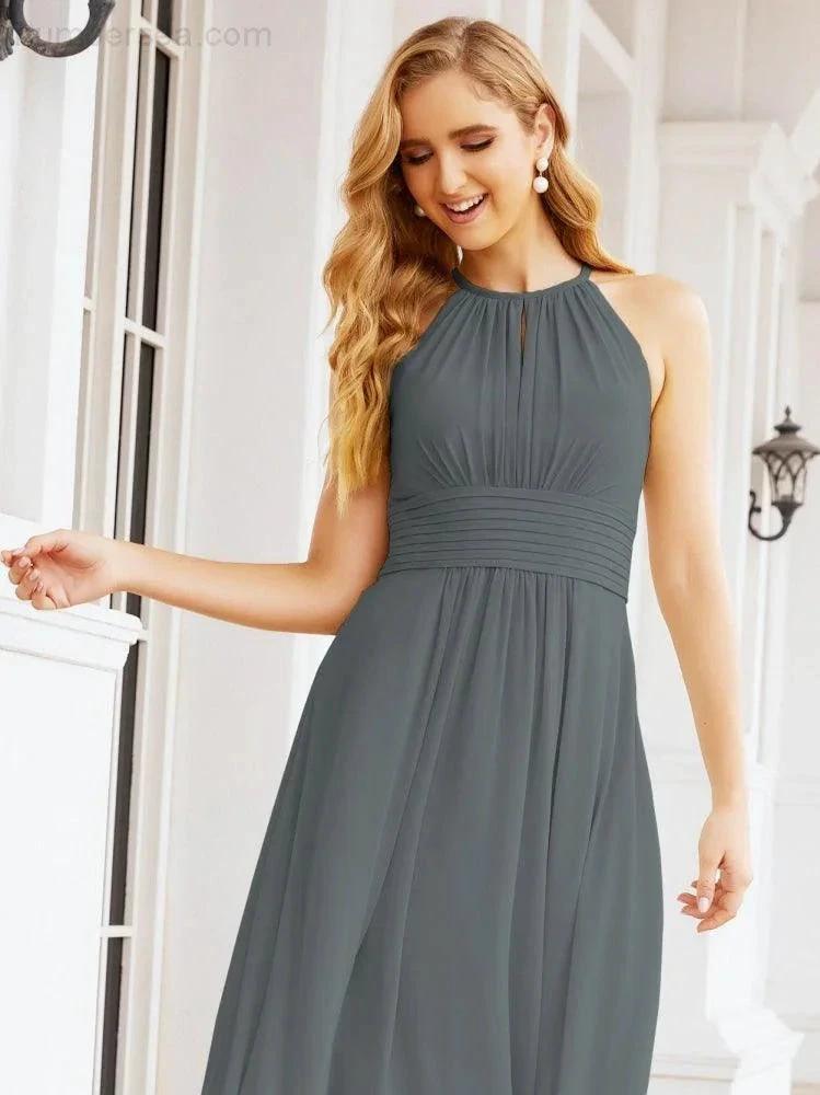 Numbersea Keyhole Bridesmaid Dresses Sleeveless Formal Evening Party Prom Gowns 28043 by numbersea