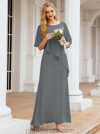 Sunnderly Formal Party Gown Dress Long Mother of The Bride Dresses with Ruffle Cape SY28026 by numbersea
