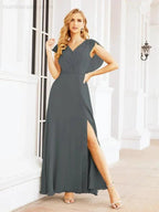 Sunnderly Bridesmaid Dresses Cape Formal Prom Dress Open Back Gowns for Mother of The Bride SY28058 by numbersea