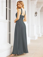 Numbersea Abiti da damigella incrociati con collo all'americana per festa, matrimonio, sera, ballo di fine anno, abiti lunghi da ballo 28053