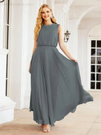 Numbersea Sleeveless Long Bridesmaid Dress A line Formal Evening Prom Gown 28025