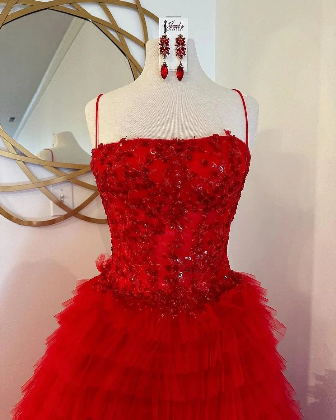 Jordan | A-Line Tiered Sequins Tulle Long Prom Dress by KissProm