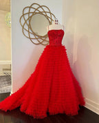 Jordan | A-Line Tiered Sequins Tulle Long Prom Dress by KissProm
