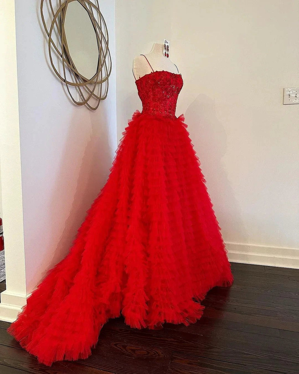 Jordan | A-Line Tiered Sequins Tulle Long Prom Dress by KissProm