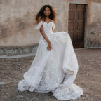 Exquisite Off Shoulder Wedding Dresses Sweetheart Applique Bride Gowns A-Line vestidos de novia playa Custom Made