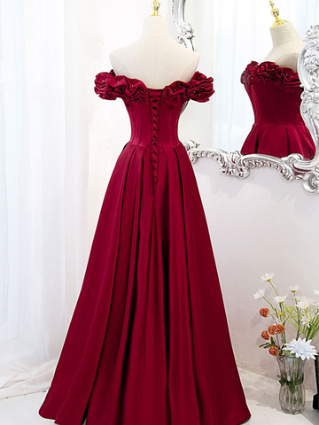 A-Linie Schulterfrei Satin Langes Ballkleid Satin Abendkleid Y6340
