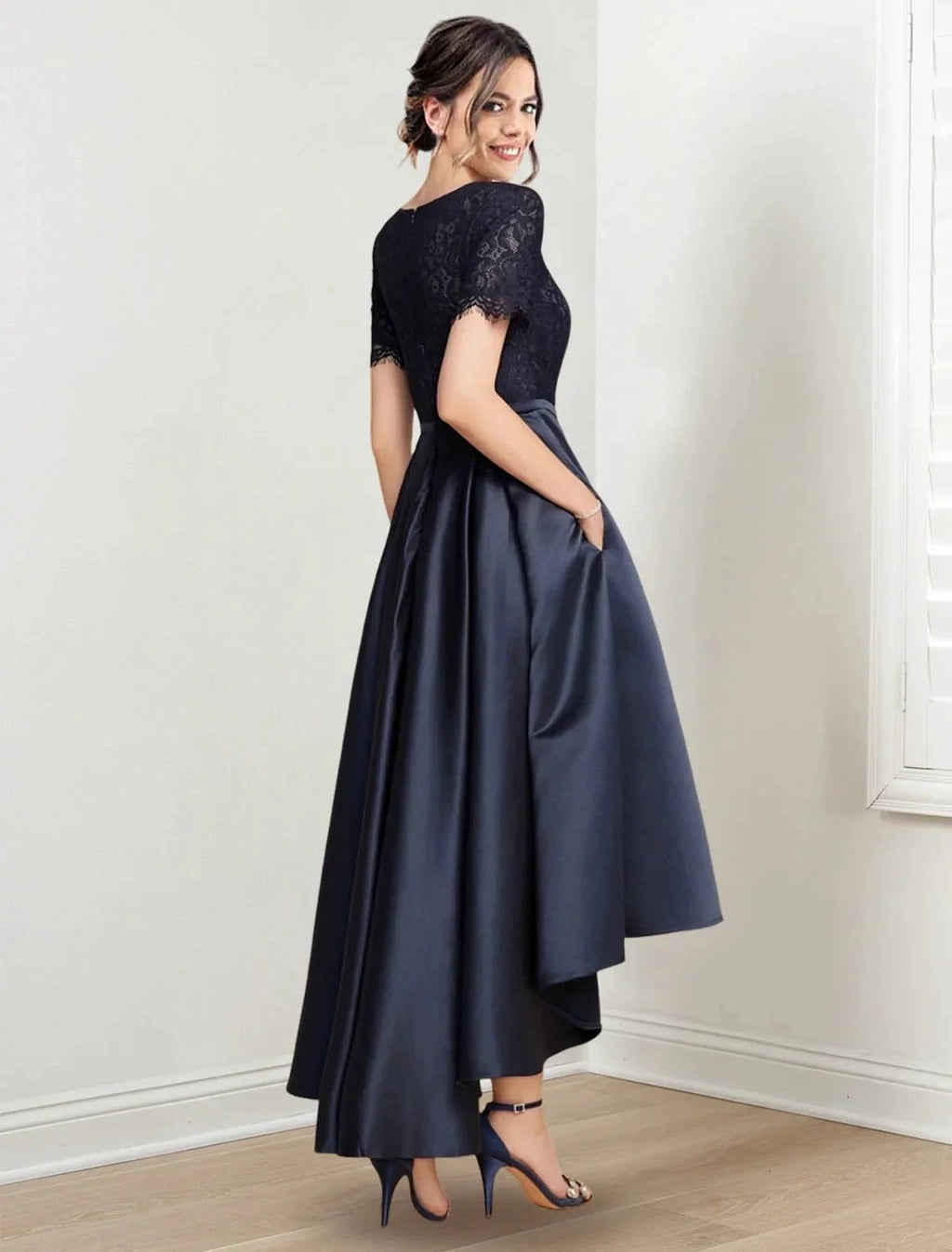 A-Line/Princess Jewel Neck Asymmetrical Mother of the Bride Dresses by Dreamylily