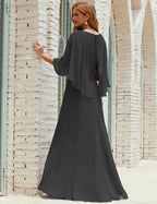 Sunnderly Bridesmaid Dress Women Long Sleeve V-Neck Chiffon Formal Wedding Party Dress SY28018 by numbersea