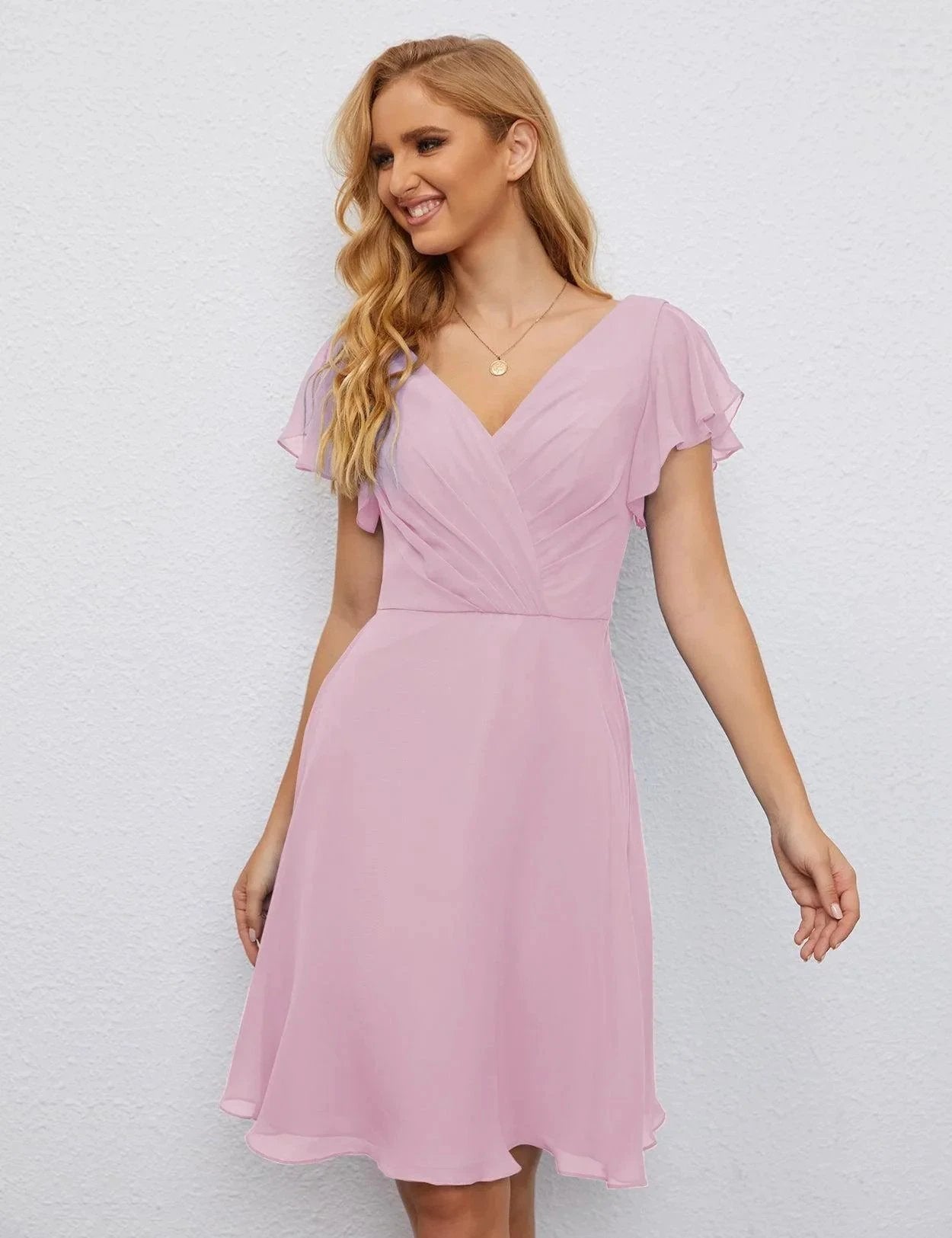 Numbersea U Back Homecoming Dress Formal Prom Dress Knee Length Short Sleeves Cocktail Party Dress 28077 by numbersea