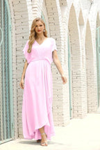 Numbersea Mother of The Bride Dresses Plus Size V-Neck Floor Length Formal Prom Dress for Wedding Guest 28020 by numbersea