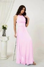 Numbersea Formal Party Gown Dress Chiffon Halter Long Sleeveless Bridesmaid Dresses 2802 by numbersea