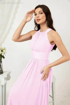 Numbersea Formal Party Gown Dress Chiffon Halter Long Sleeveless Bridesmaid Dresses 2802 by numbersea