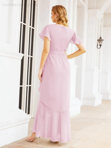 Numbersea Ruffled Bridesmaid Dresses Mermaid Formal Violin Evening Party Prom Gowns 28042