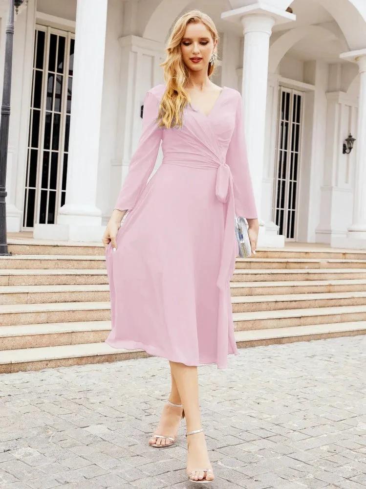 Bridesmaid Dress V-Back Waist Belt Mother of the Bride Wedding Guest SY28031 by numbersea
