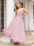 Numbersea Halter Chiffon Bridesmaid Dresses Wedding Appare Sleeveless Formal Prom Dress with Ruffled Back 28035 by numbersea