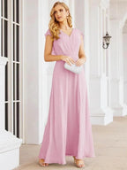 Sunnderly Bridesmaid Dresses Cape Formal Prom Dress Open Back Gowns for Mother of The Bride SY28058 by numbersea