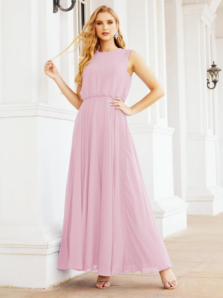 Numbersea Sleeveless Long Bridesmaid Dress A line Formal Evening Prom Gown 28025